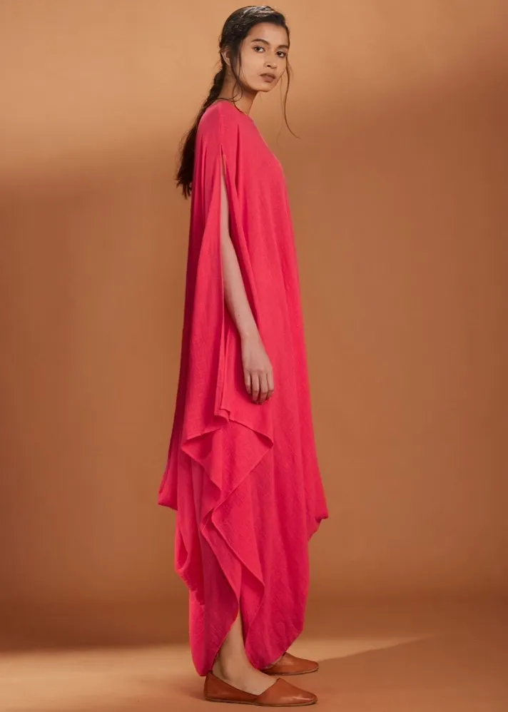 Cowl dress Kaftan style - Coral