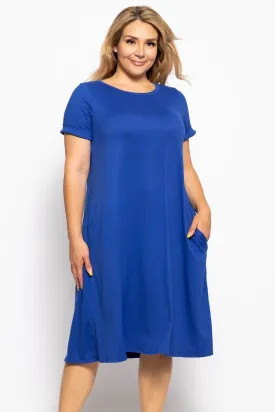 Crew Neckline Solid A-line Dress