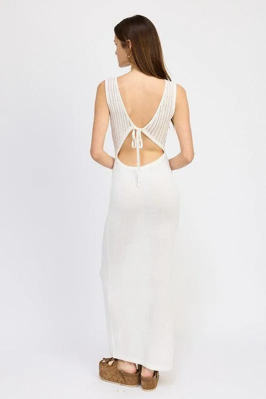 Crochet Maxi Dress With Back Tie Detail