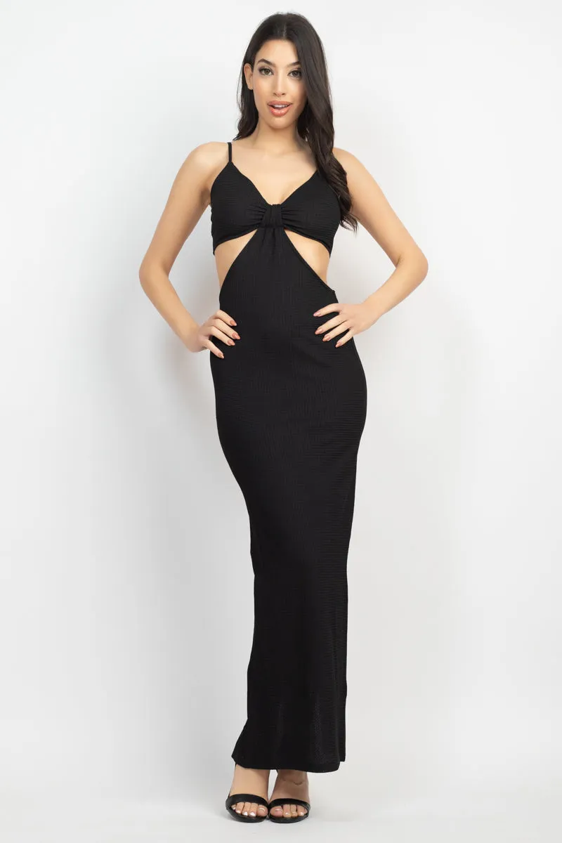 Cutout Back Slit V-neck Maxi Dress