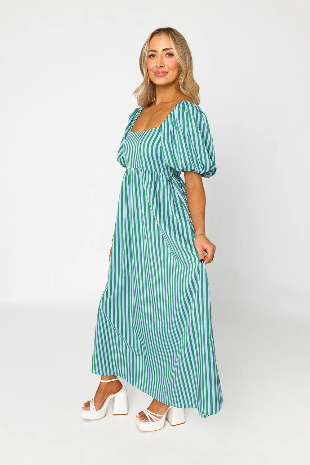 Delta Square Neckline Maxi Dress - Cucumber Water