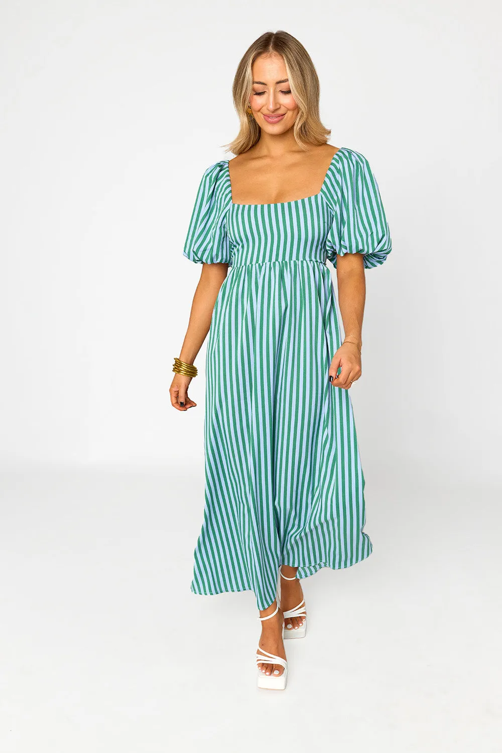 Delta Square Neckline Maxi Dress - Cucumber Water