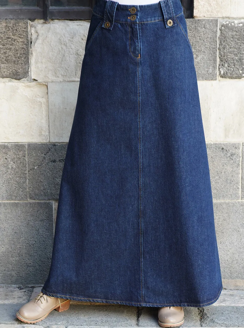 Denim A-Line Maxi Skirt