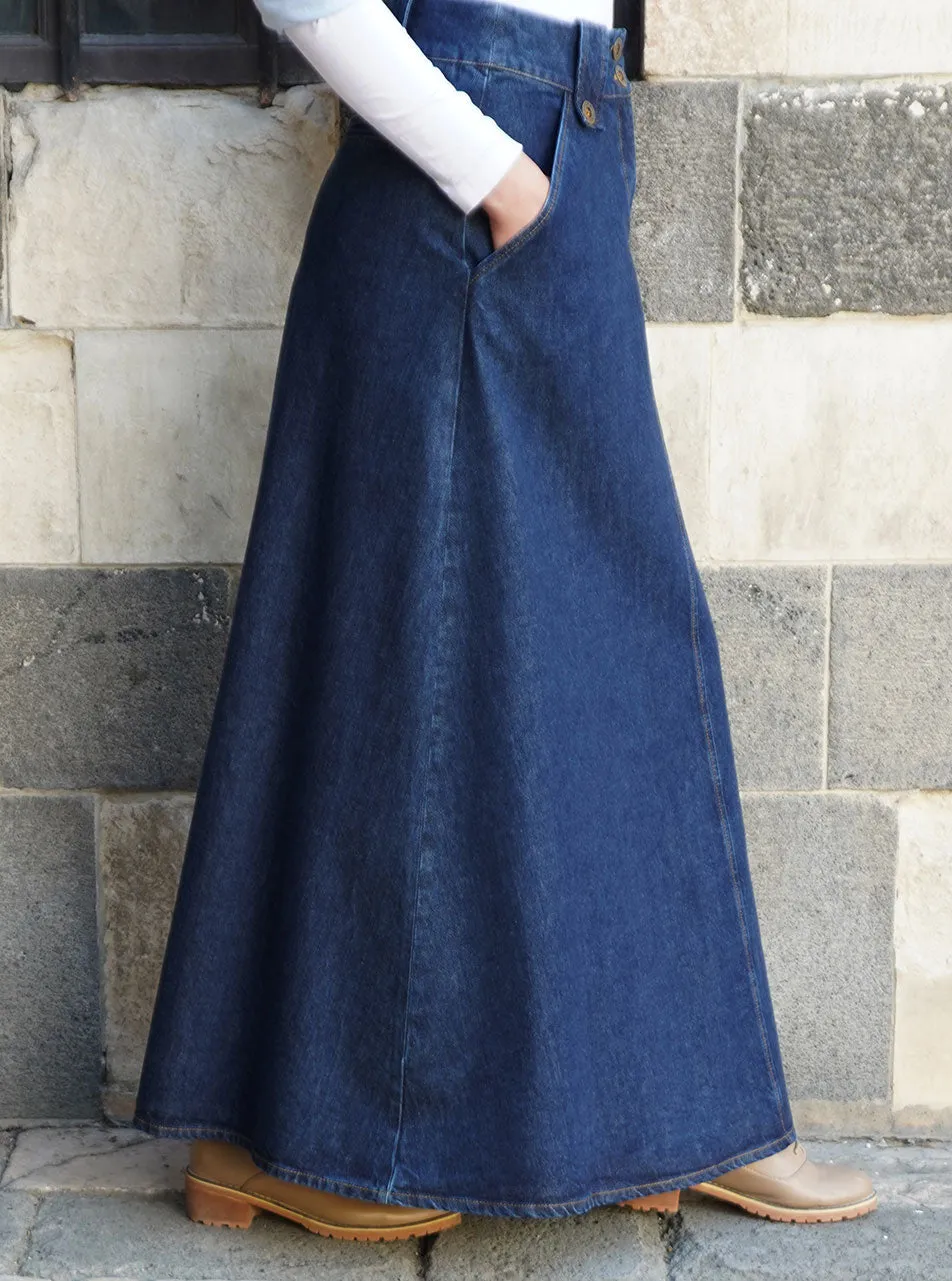 Denim A-Line Maxi Skirt