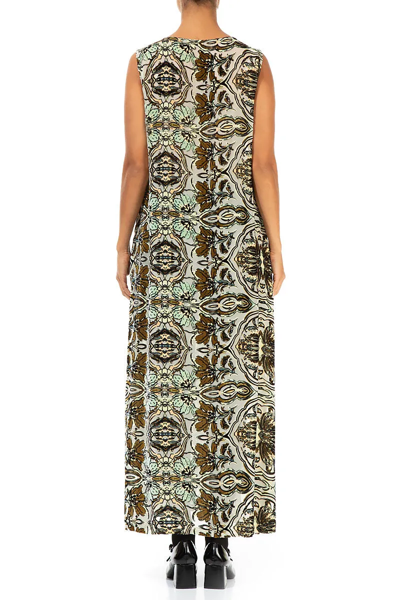 Devoré Ornament Silk Velvet Maxi Dress