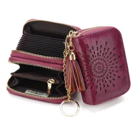 Double Zip Purplosh Red Card Holder