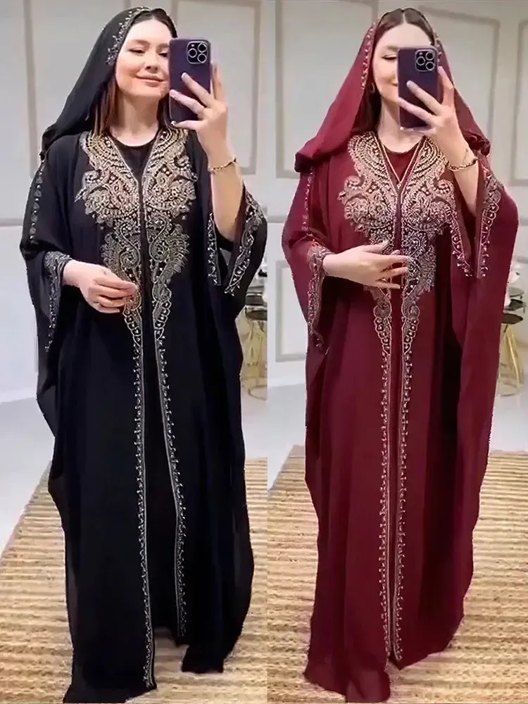 Eid Women's Hooded Abaya 2-Piece Set