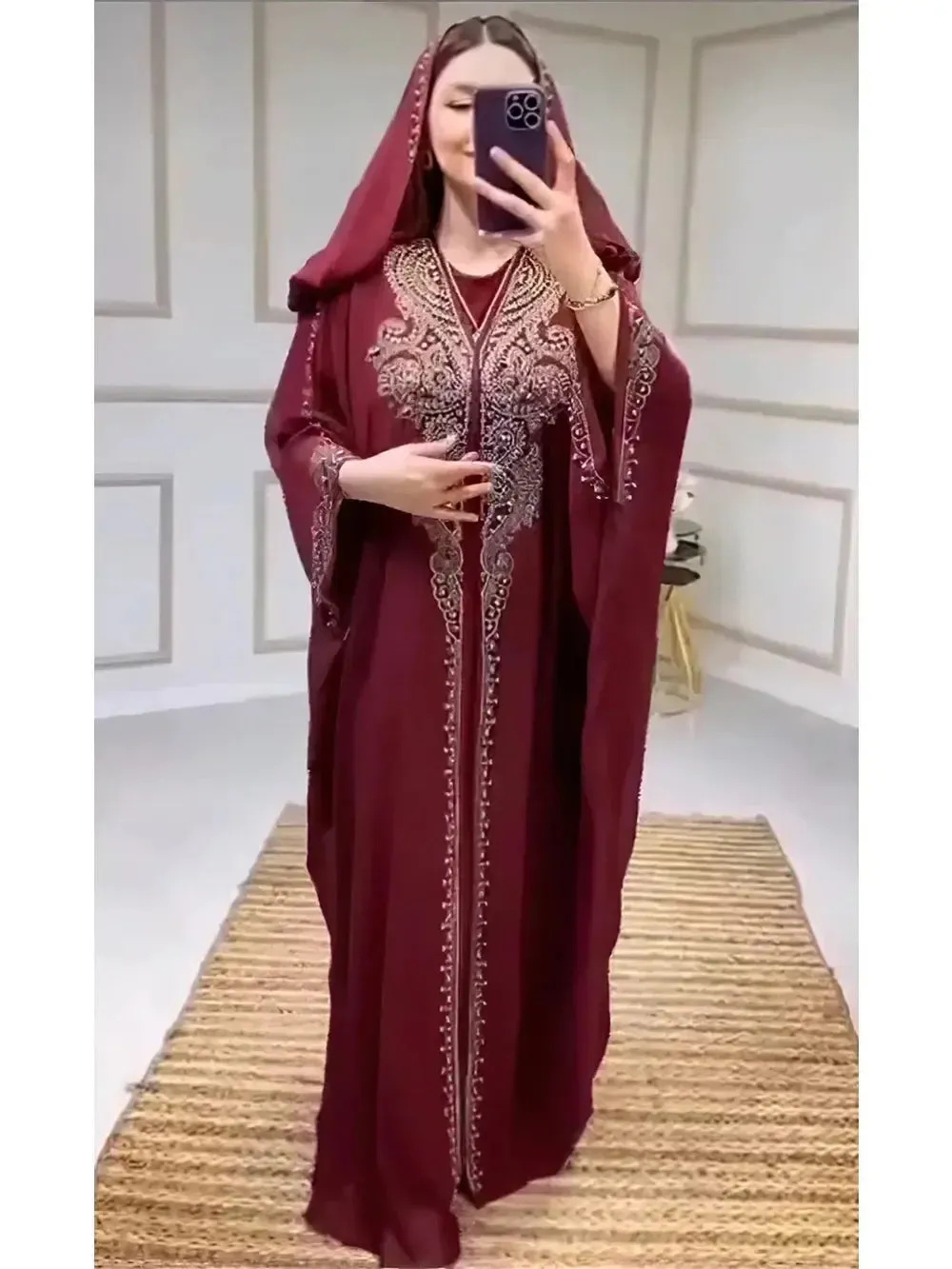 Eid Women's Hooded Abaya 2-Piece Set