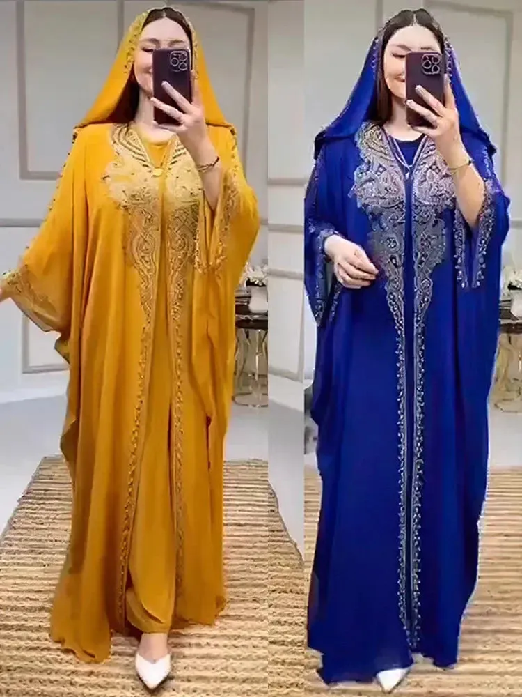 Eid Women's Hooded Abaya 2-Piece Set