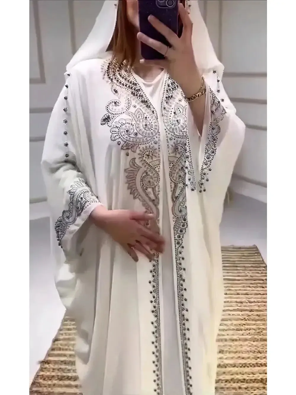 Eid Women's Hooded Abaya 2-Piece Set