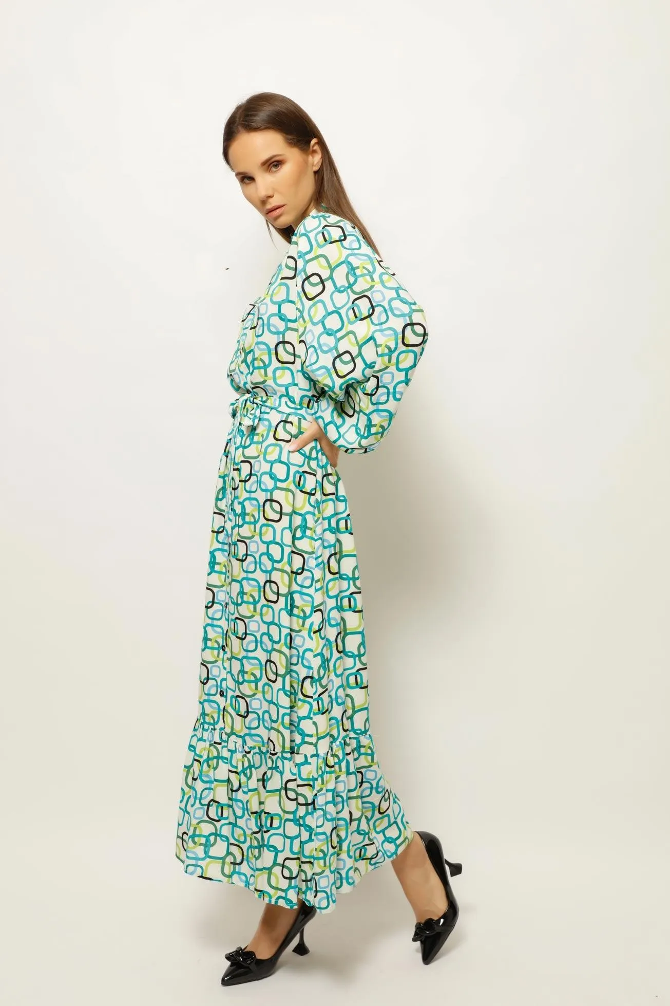 ELBISE QUADRATICAL FESTIVE VIBE LONG DRESS