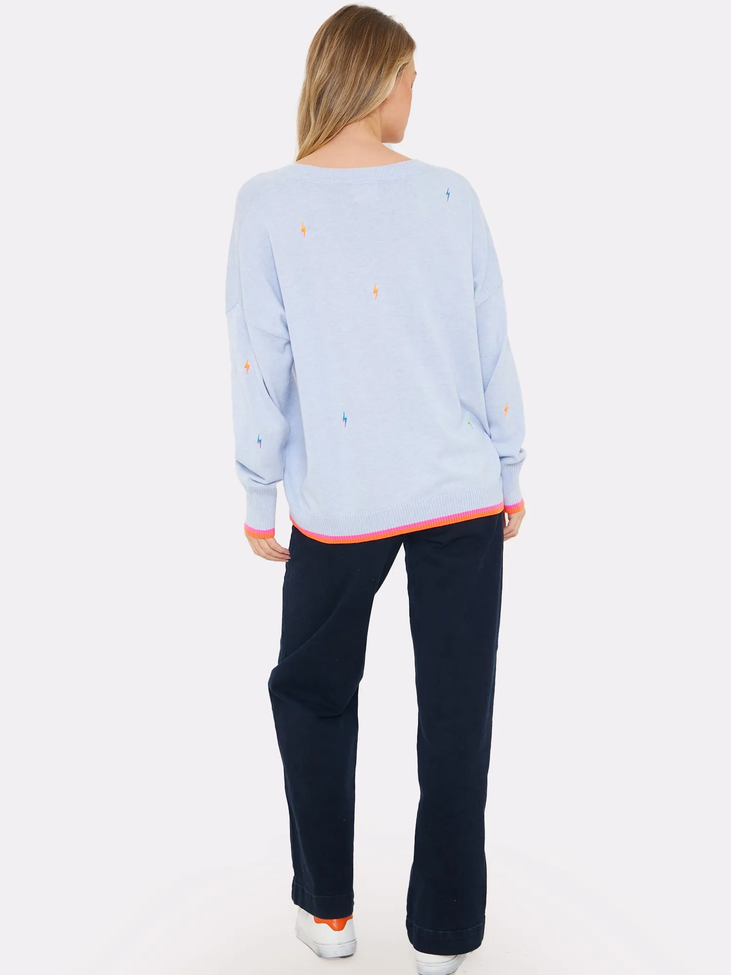 Electric Embroidered V-Neck Jumper