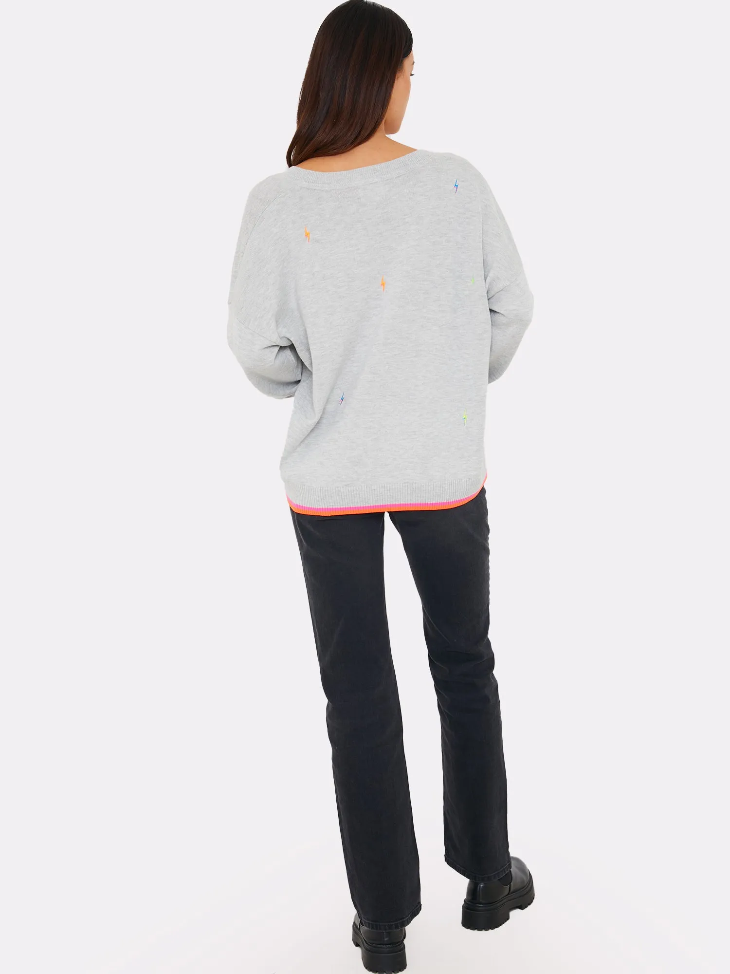 Electric Embroidered V-Neck Jumper