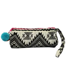 Embellished Tube Make Up Bag - Black