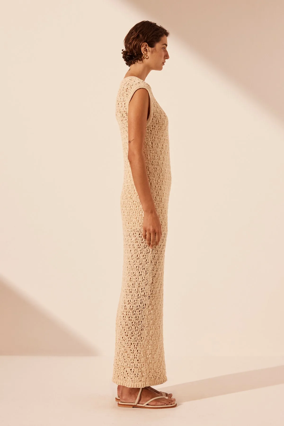 EMILIO ROUND NECK MAXI DRESS - OAT