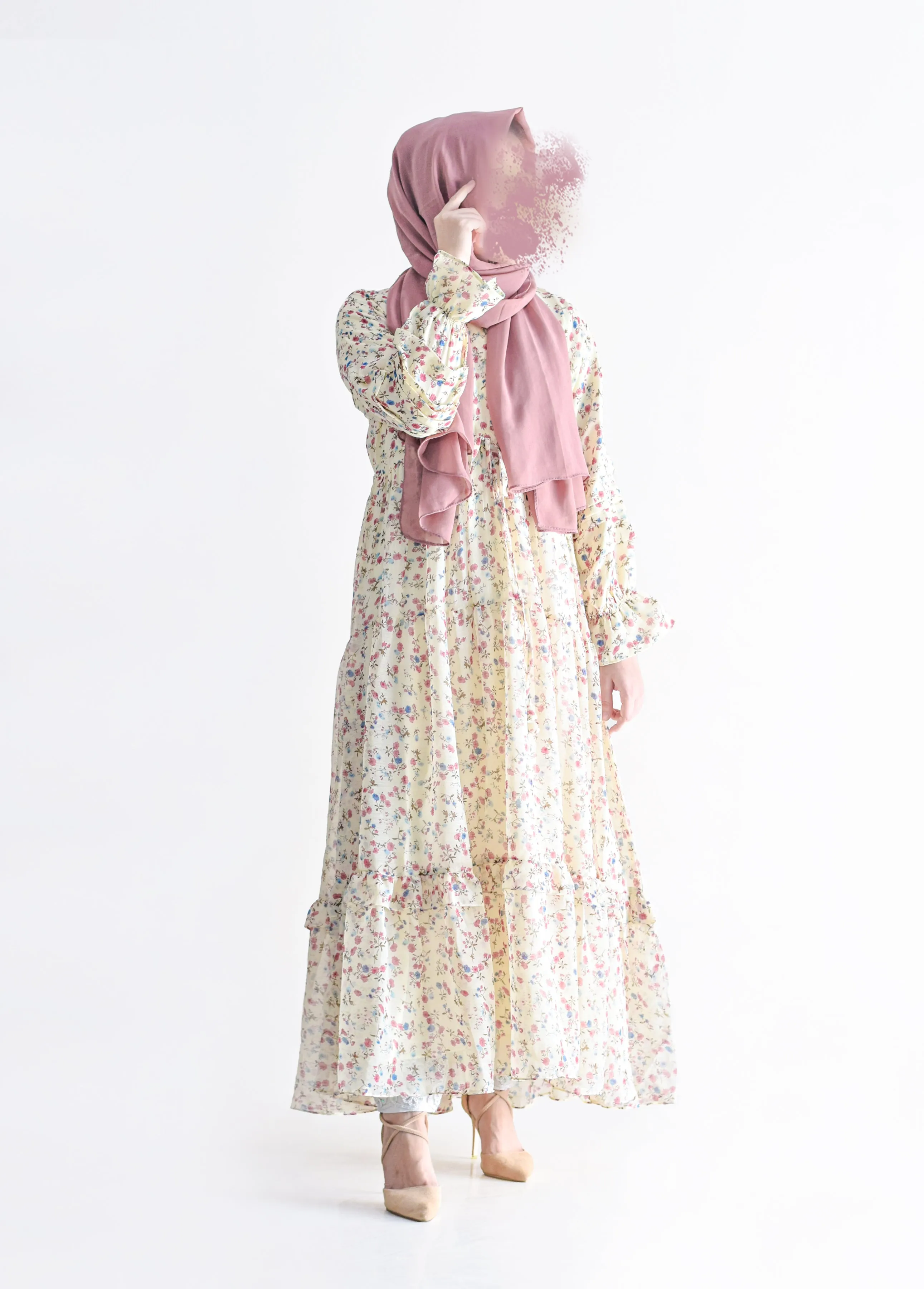 Flora Modest Dress - Cream