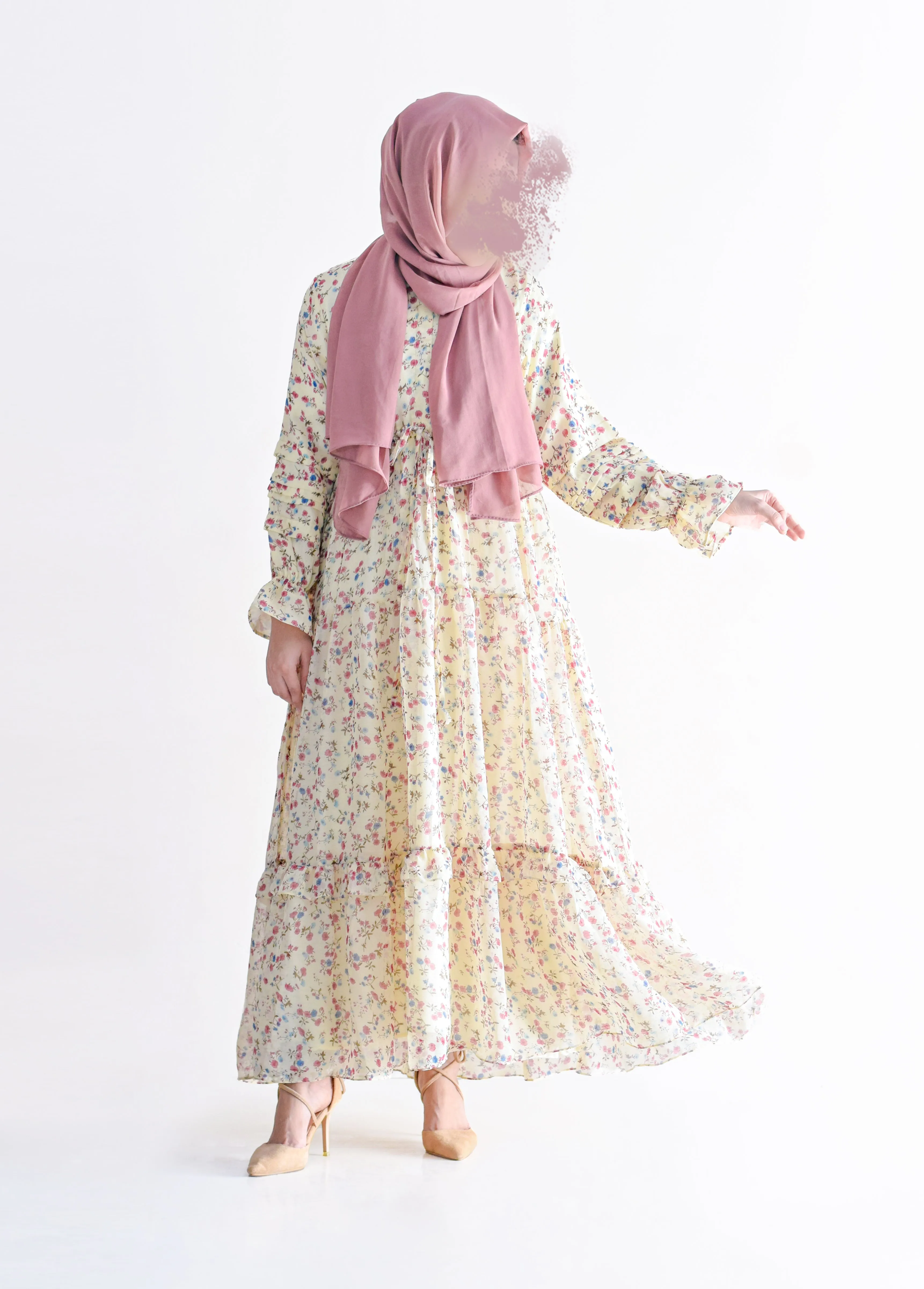 Flora Modest Dress - Cream