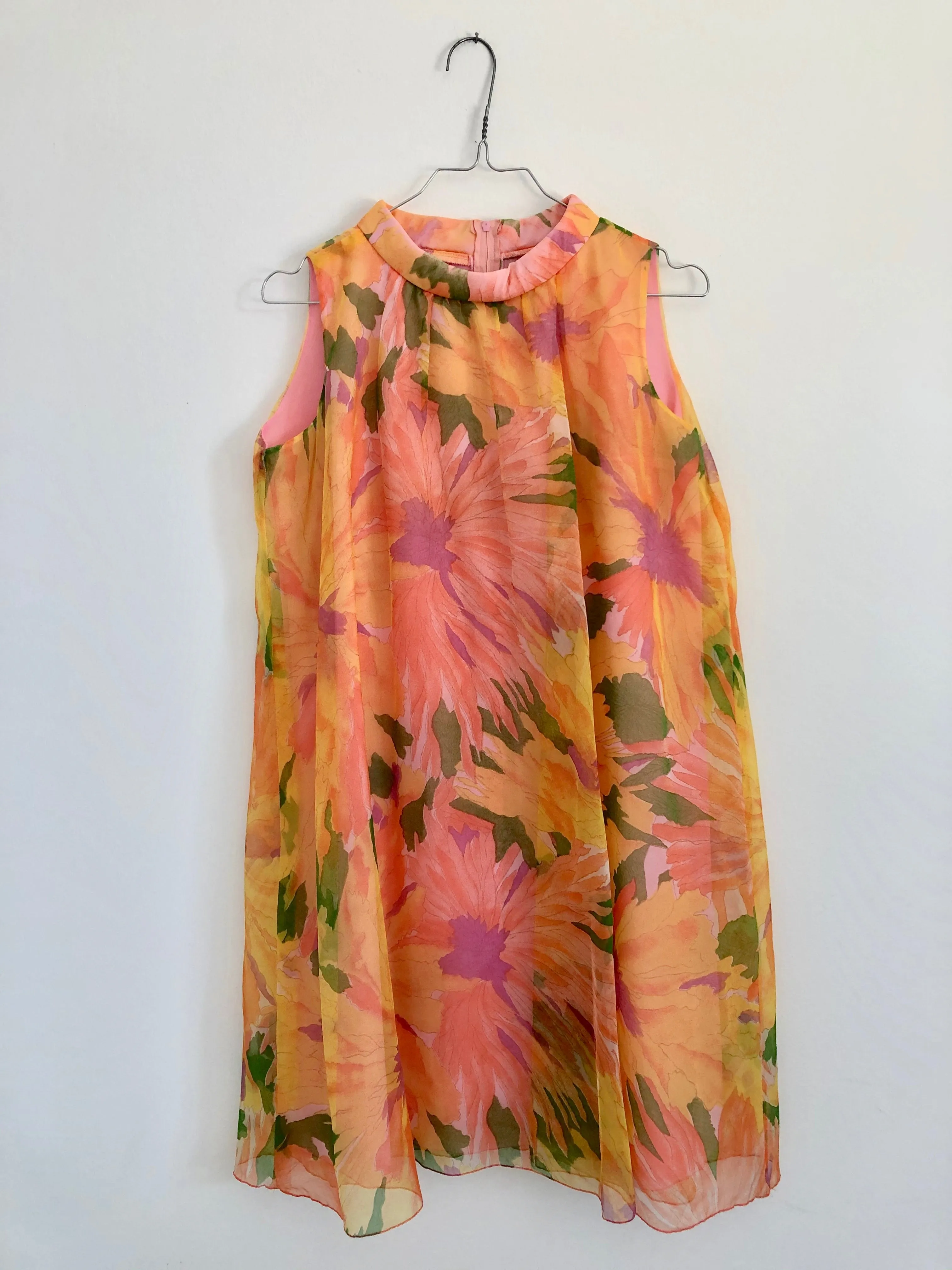 Floral Print Chiffon A-Line Dress