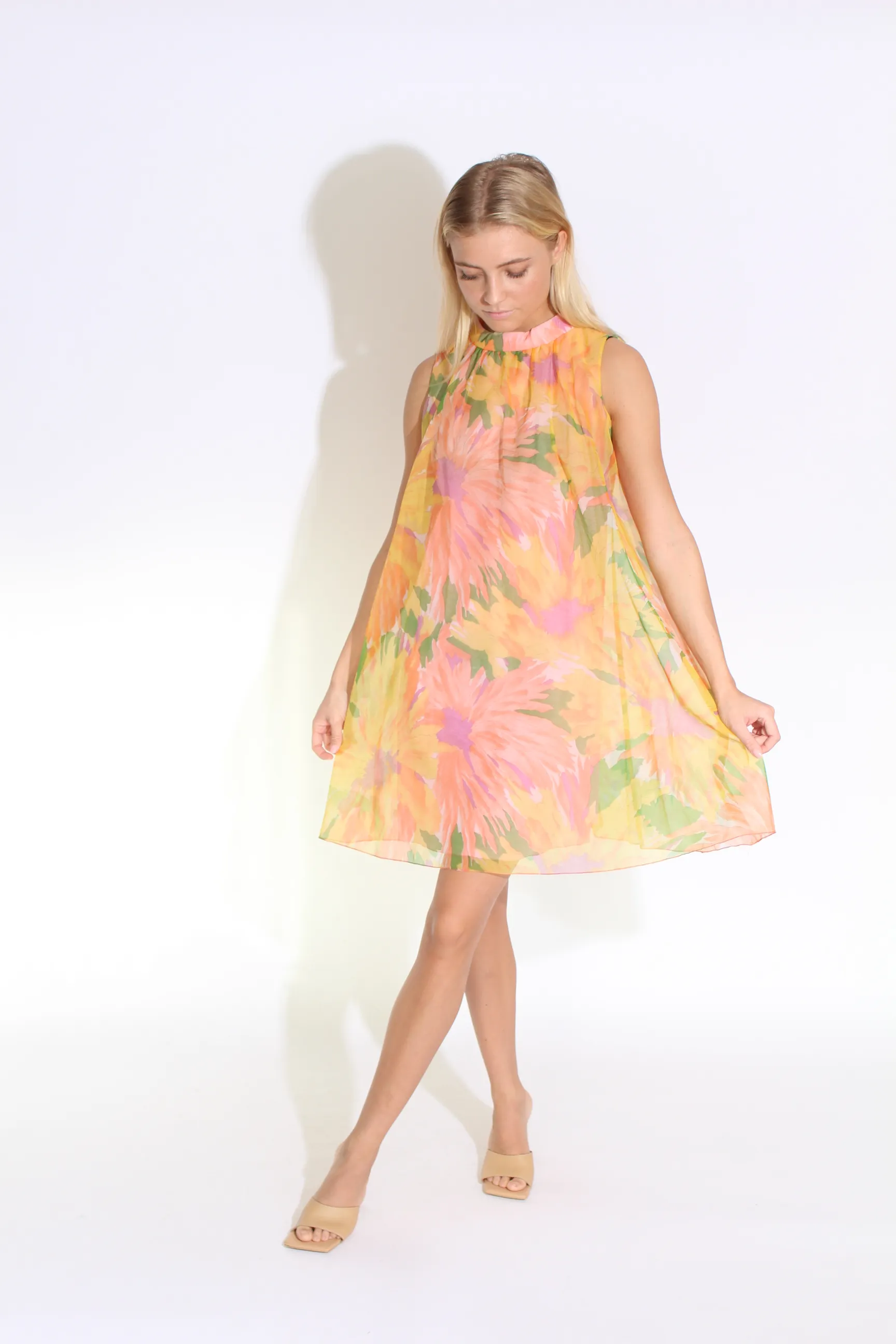 Floral Print Chiffon A-Line Dress