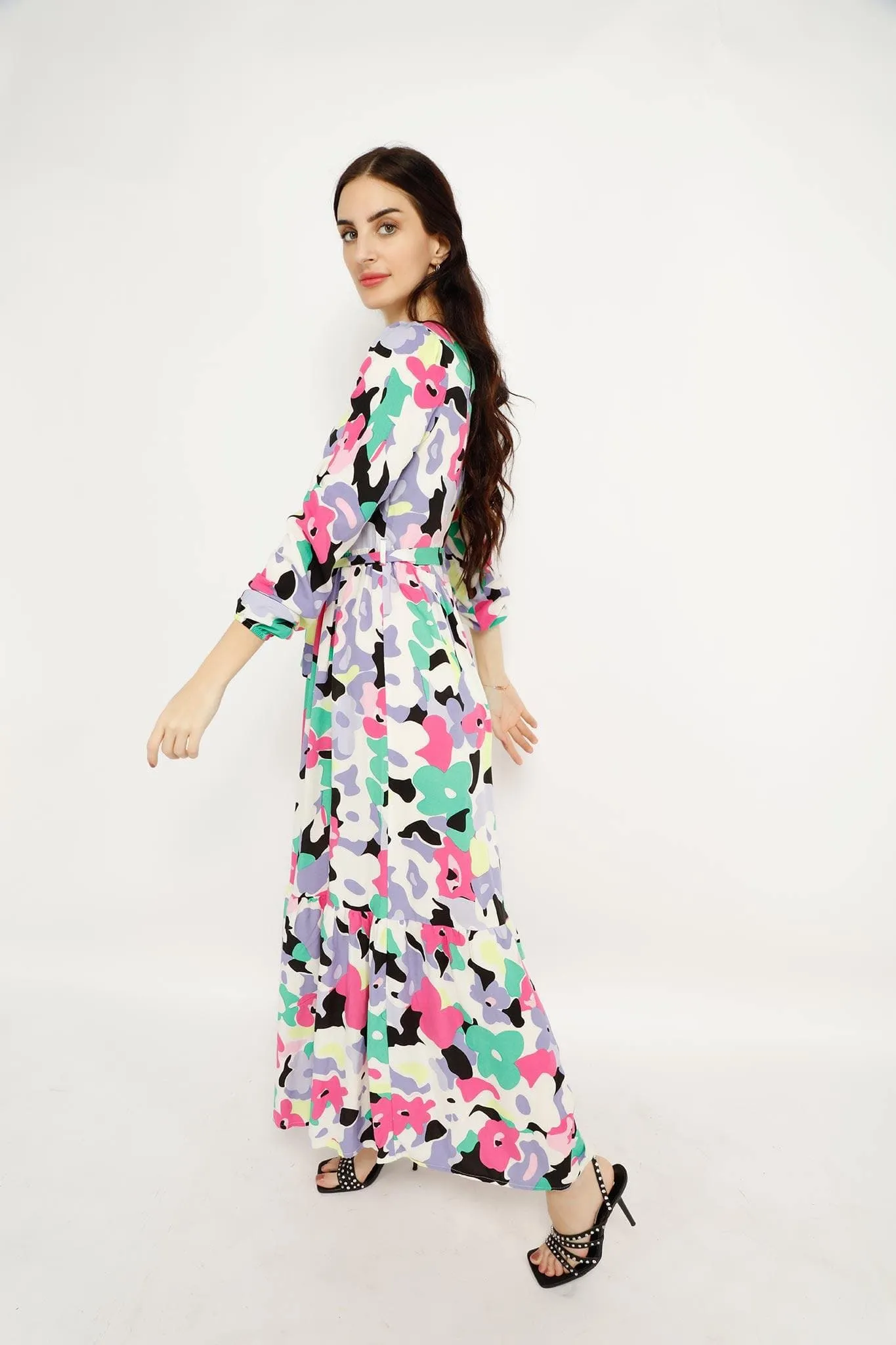 FLOWER PAINTING LONG DRESS 19MIS