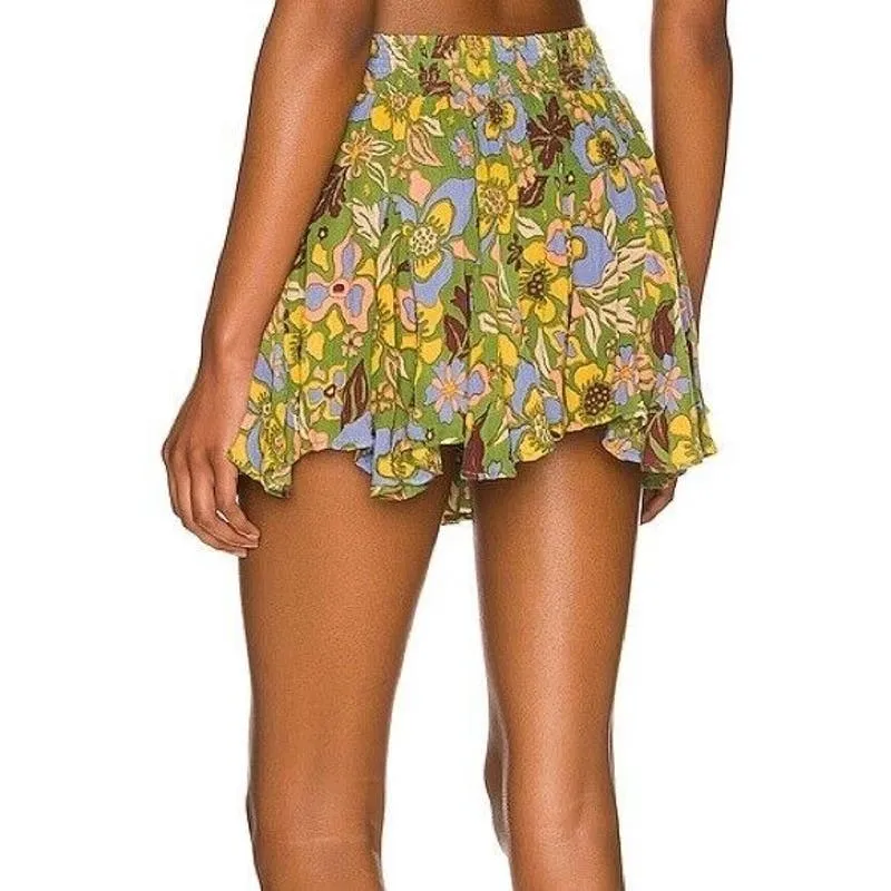 Free People Womens Printed Ellie Mini Skort Ivy Combo