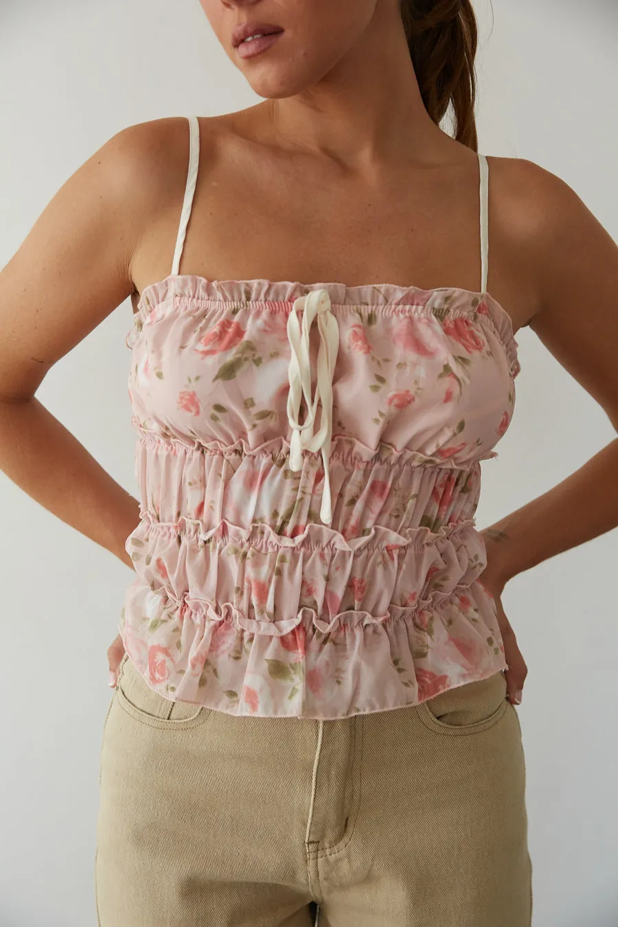 Gianna Floral Chiffon Smocked Top