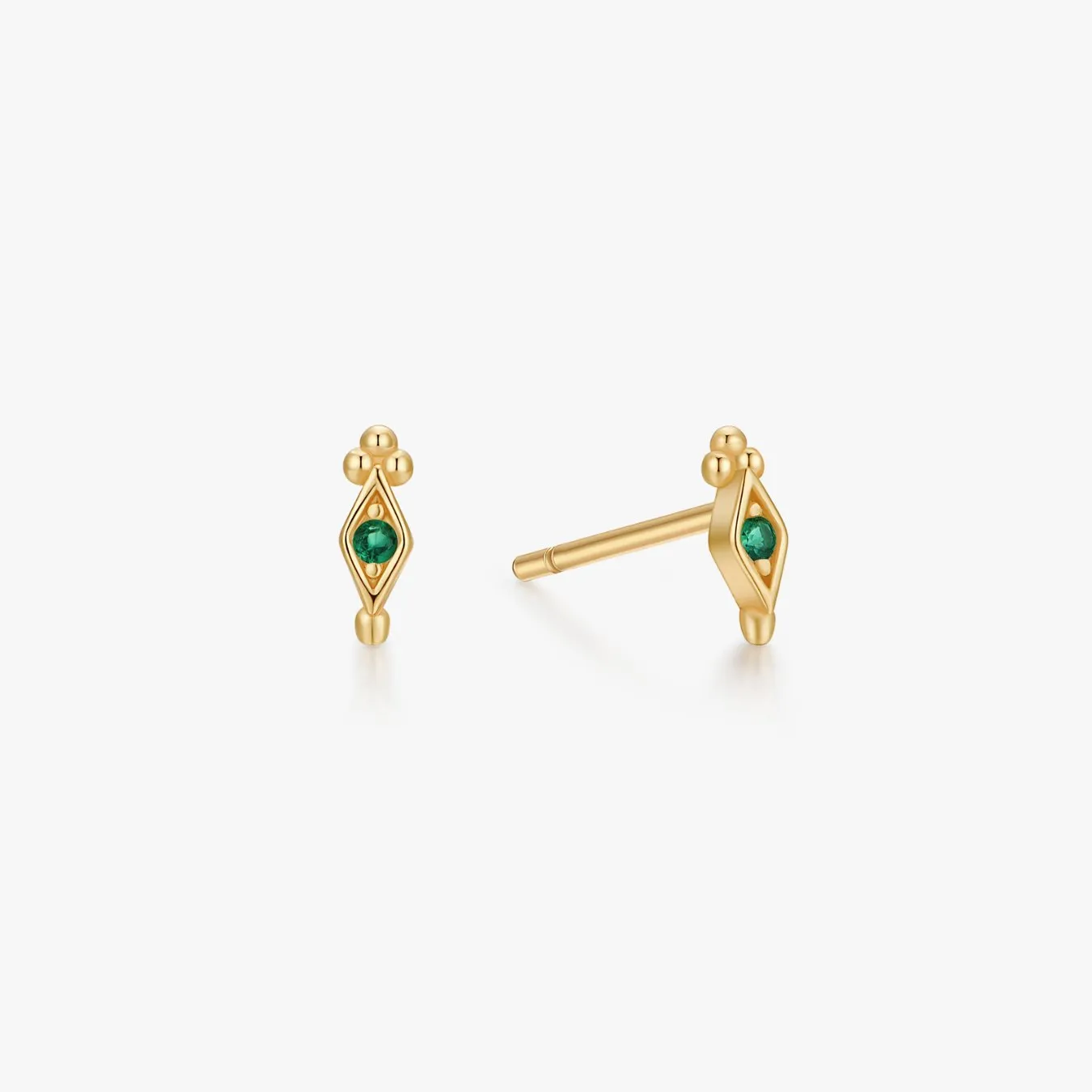 Green Gem Freya Studs in Gold