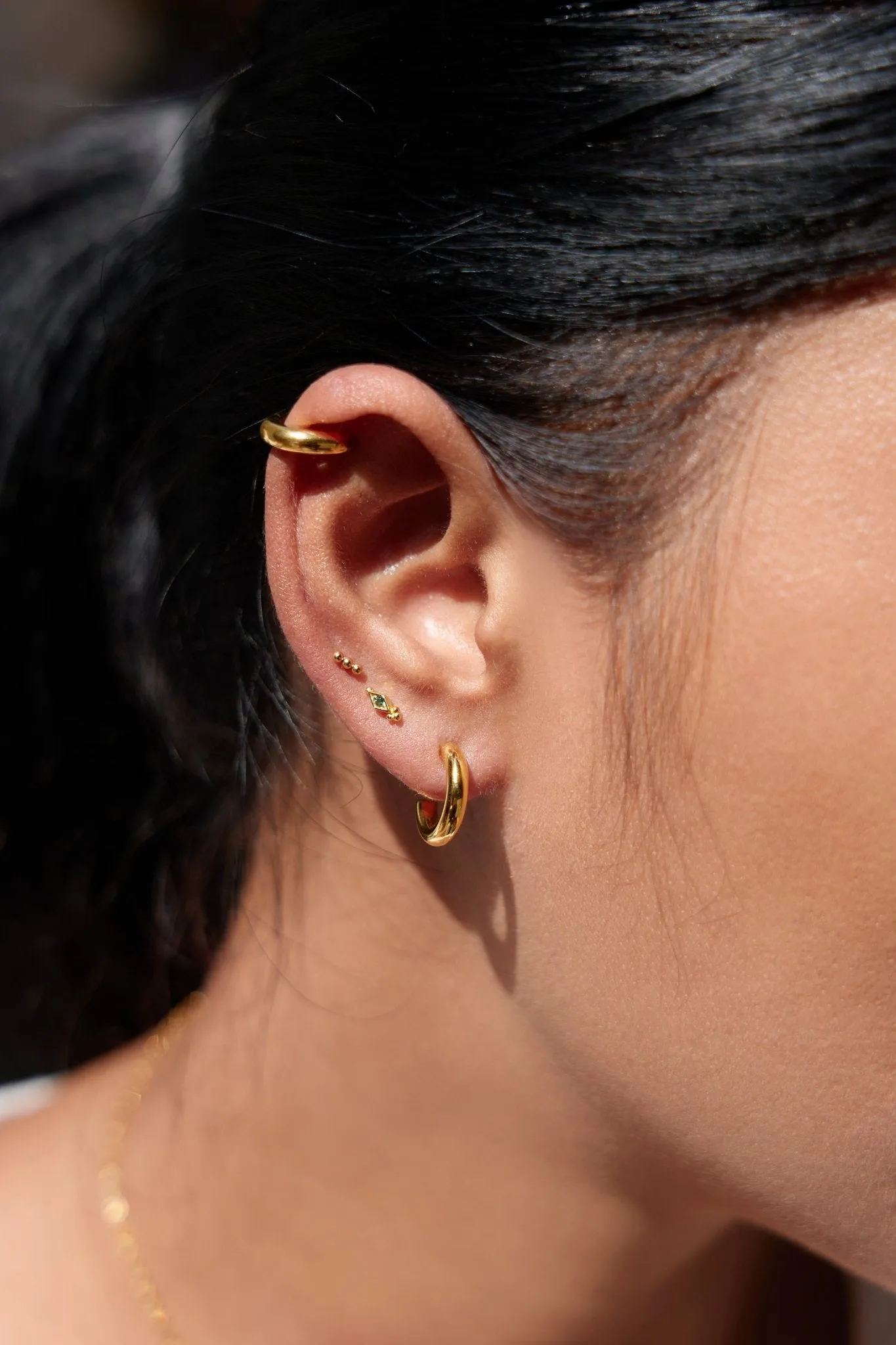 Green Gem Freya Studs in Gold