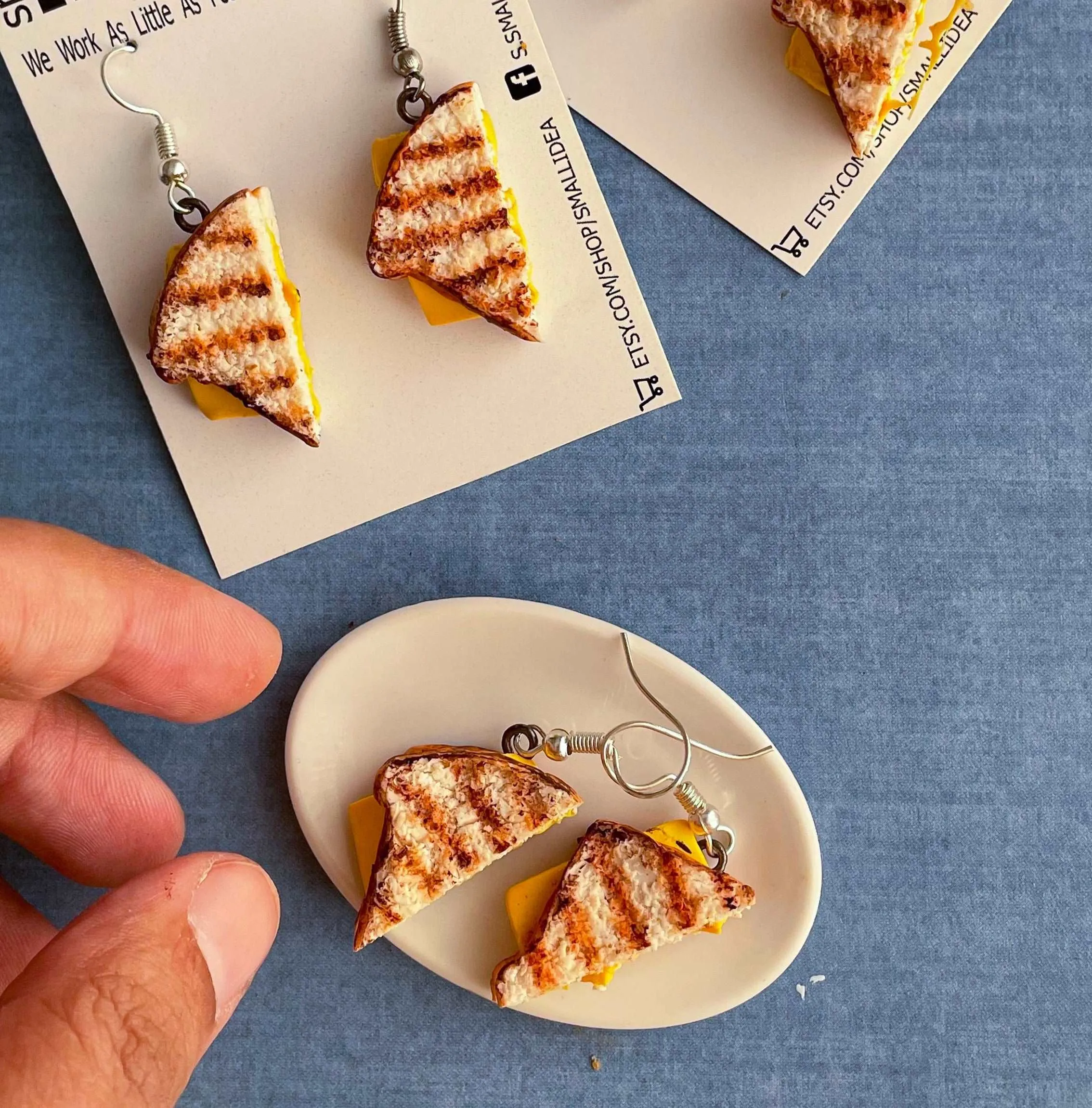 Grilled Cheese Sandwich Mini Food Earrings