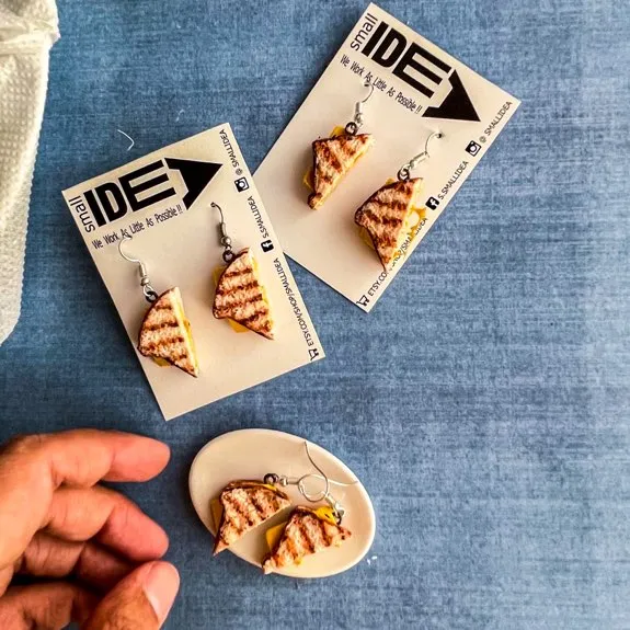 Grilled Cheese Sandwich Mini Food Earrings