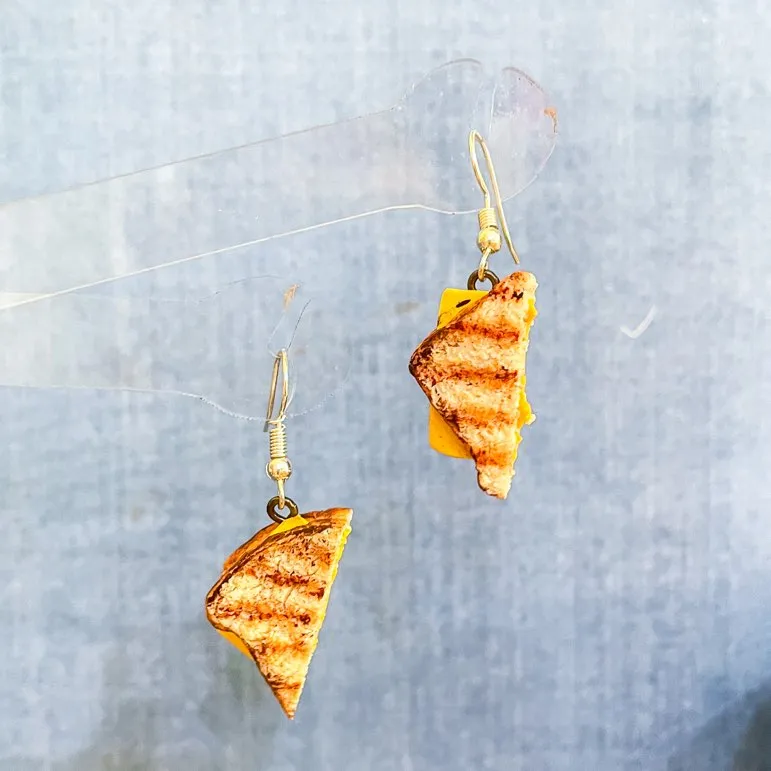 Grilled Cheese Sandwich Mini Food Earrings