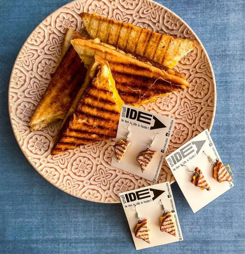 Grilled Cheese Sandwich Mini Food Earrings