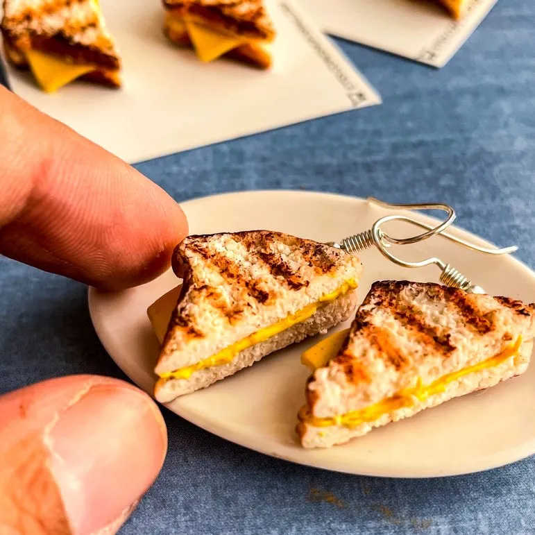 Grilled Cheese Sandwich Mini Food Earrings