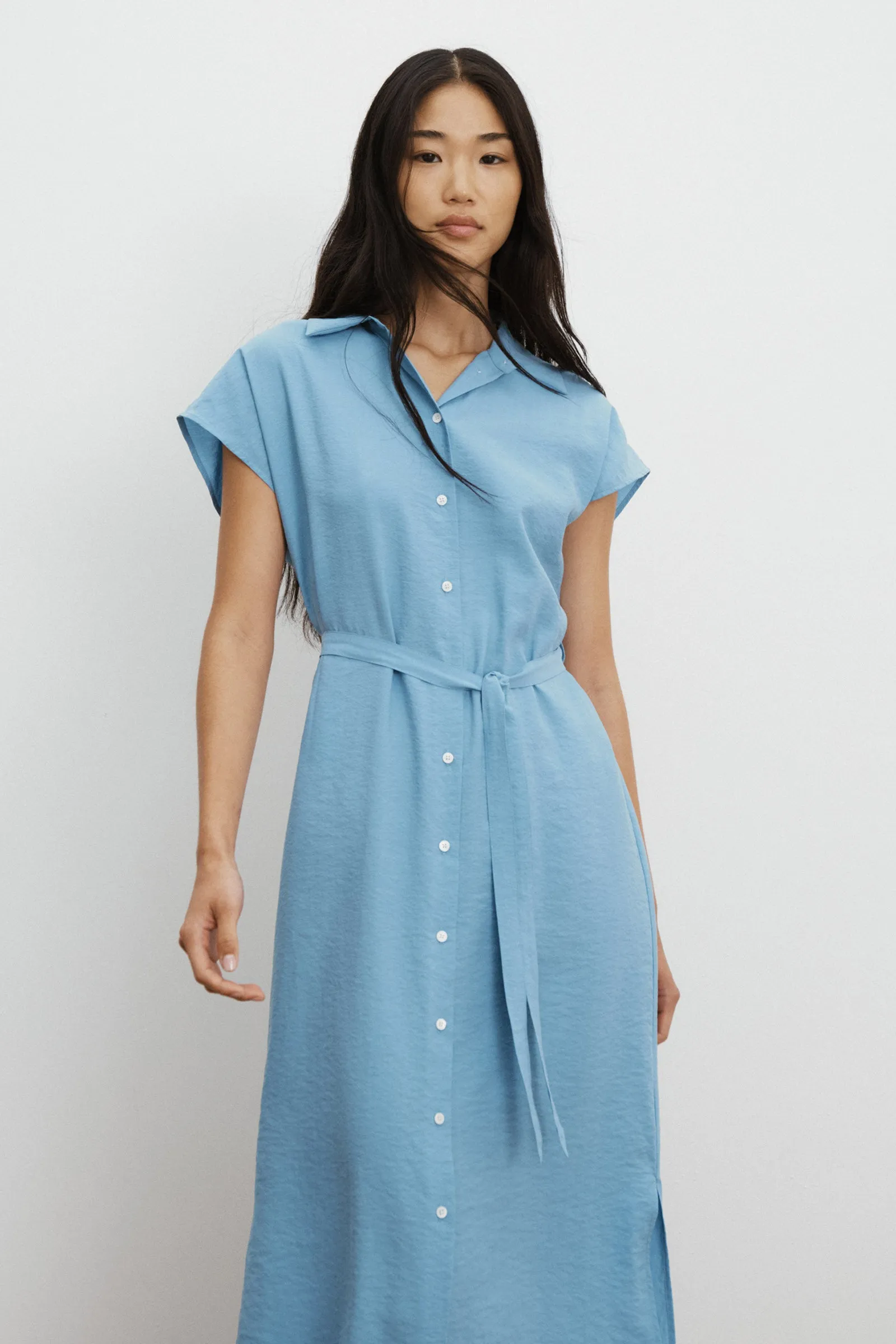 Heather Silk Maxi Shirt Dress