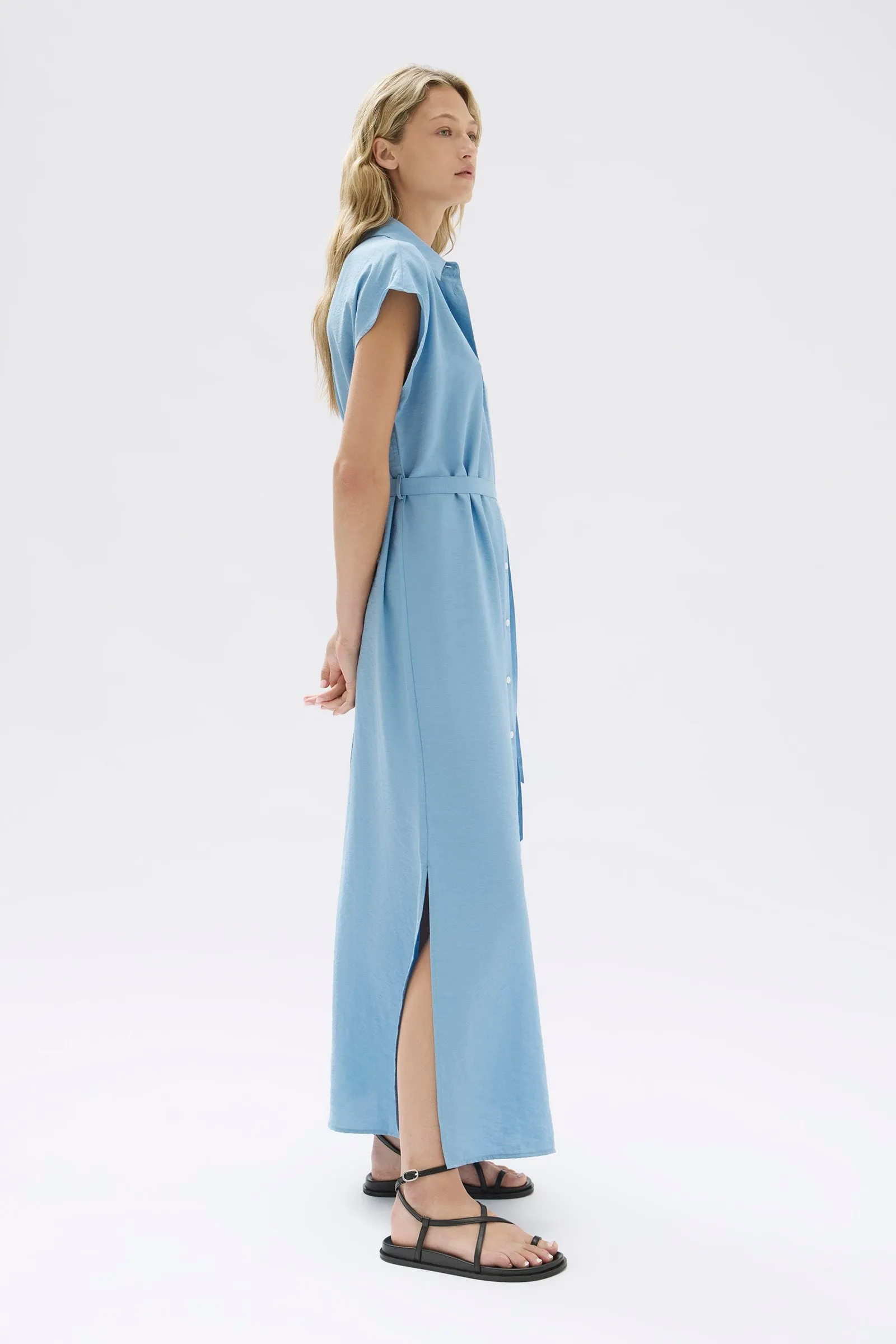 Heather Silk Maxi Shirt Dress