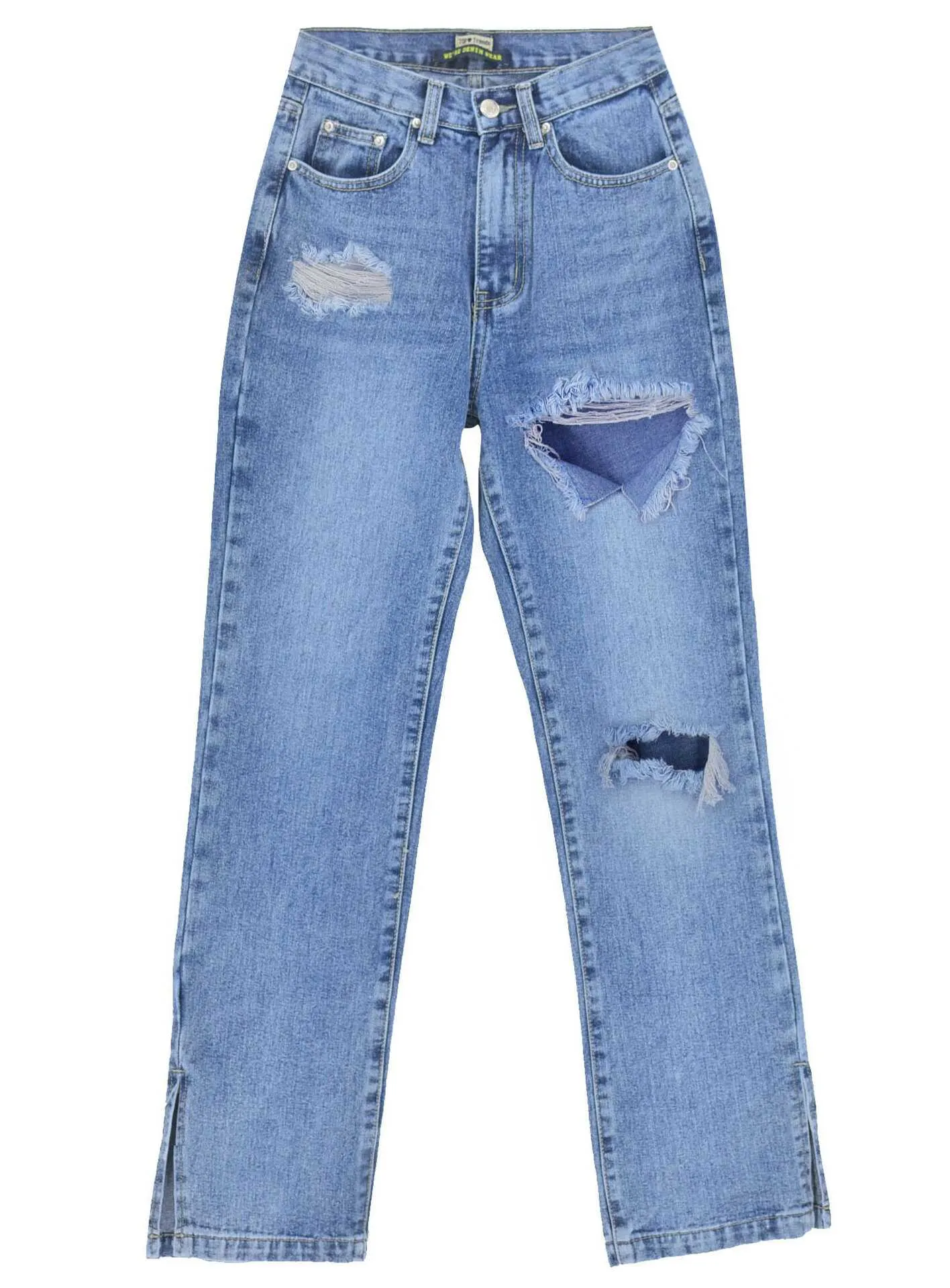 High-Waisted Denim Pants