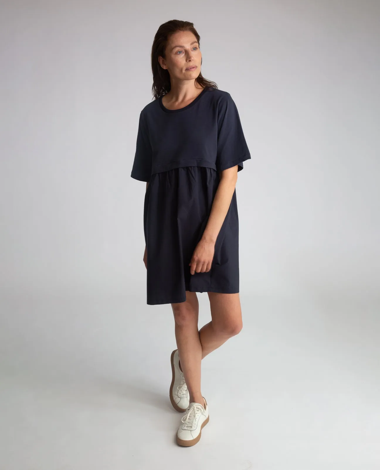 Jaina Organic Cotton Dress In Navy