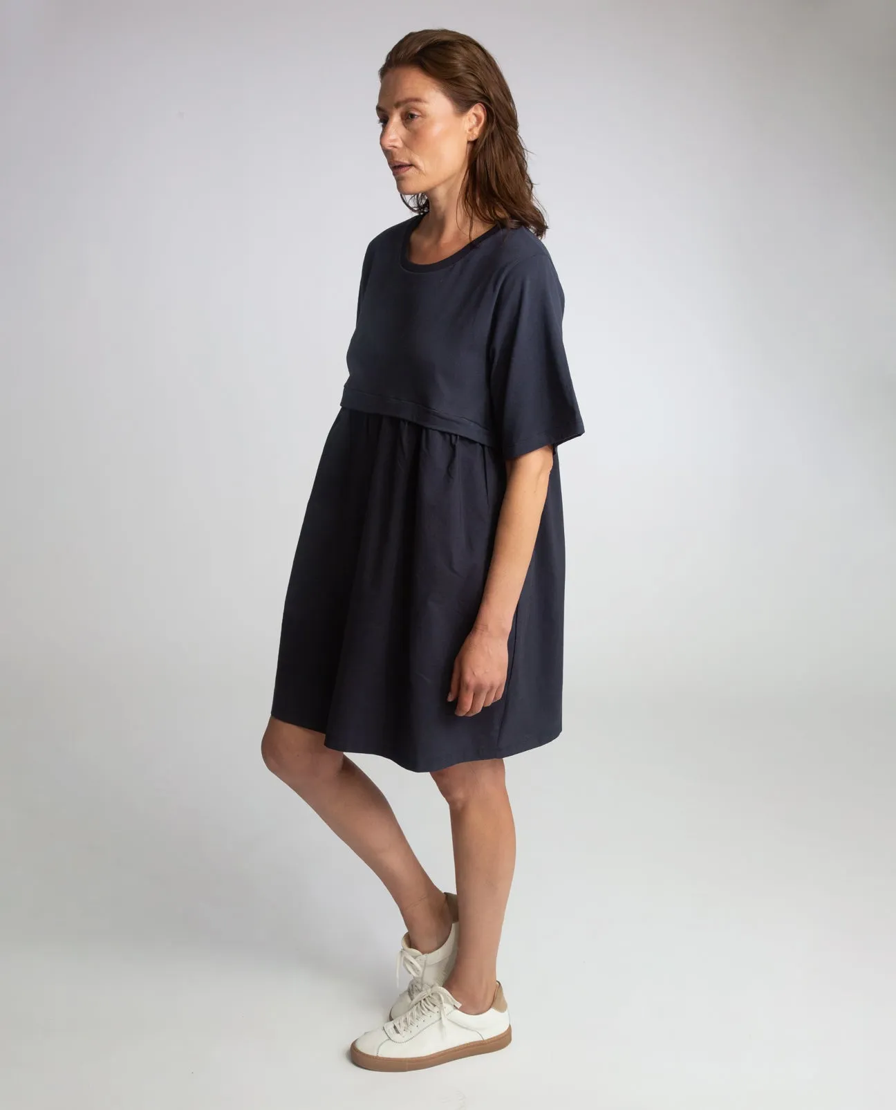 Jaina Organic Cotton Dress In Navy