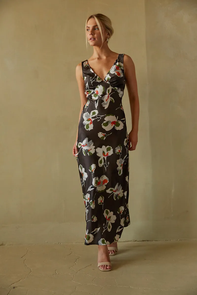 Jana Satin Floral Maxi Dress