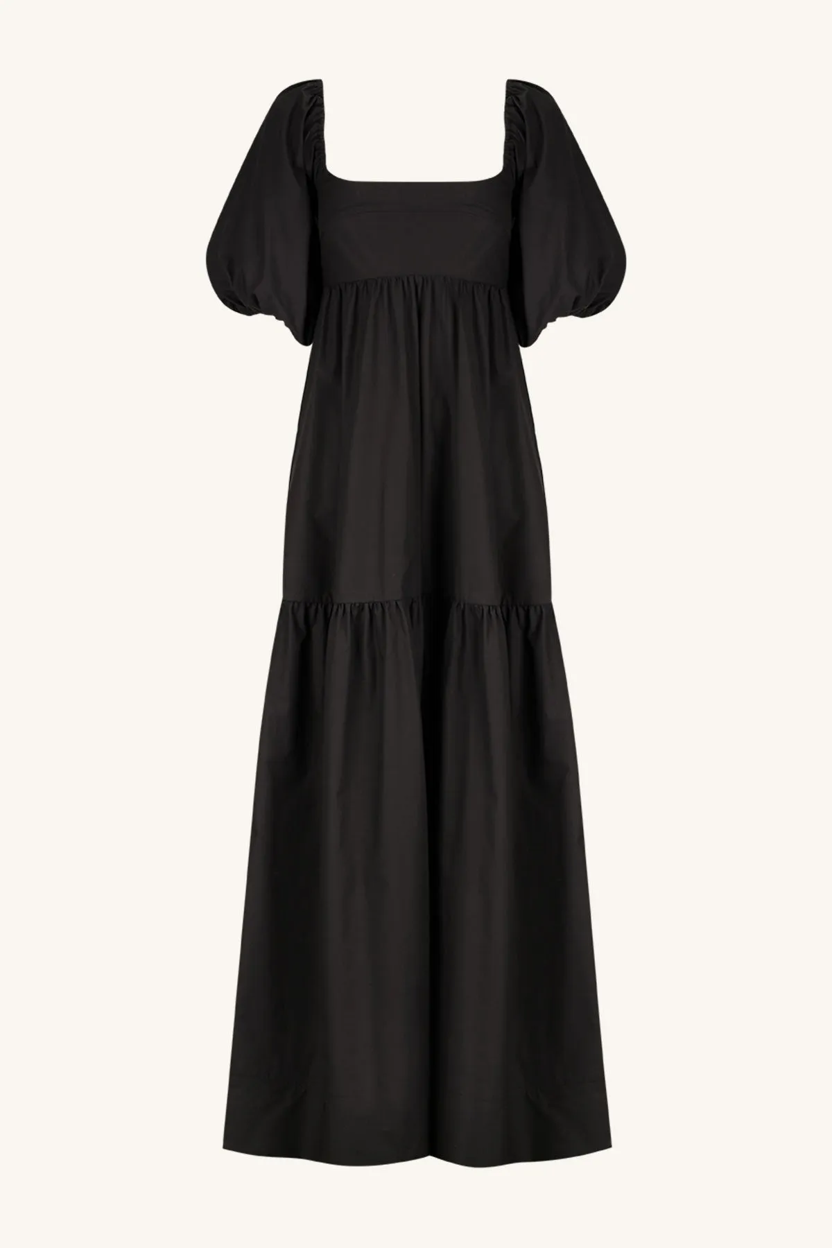 JOSEPHINE SQUARE NECK TIERED MAXI DRESS - BLACK