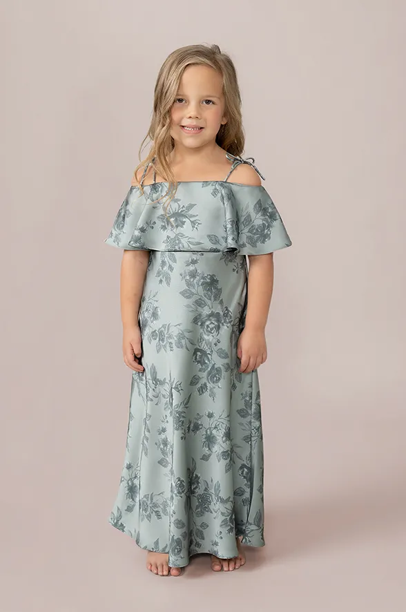 Kids Riley Convertible Satin Floral Print Dress | Made To Order