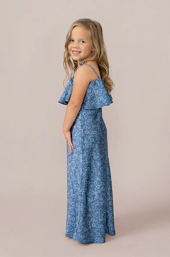 Kids Riley Convertible Satin Floral Print Dress | Made To Order