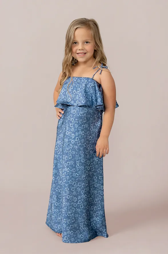 Kids Riley Convertible Satin Floral Print Dress | Made To Order