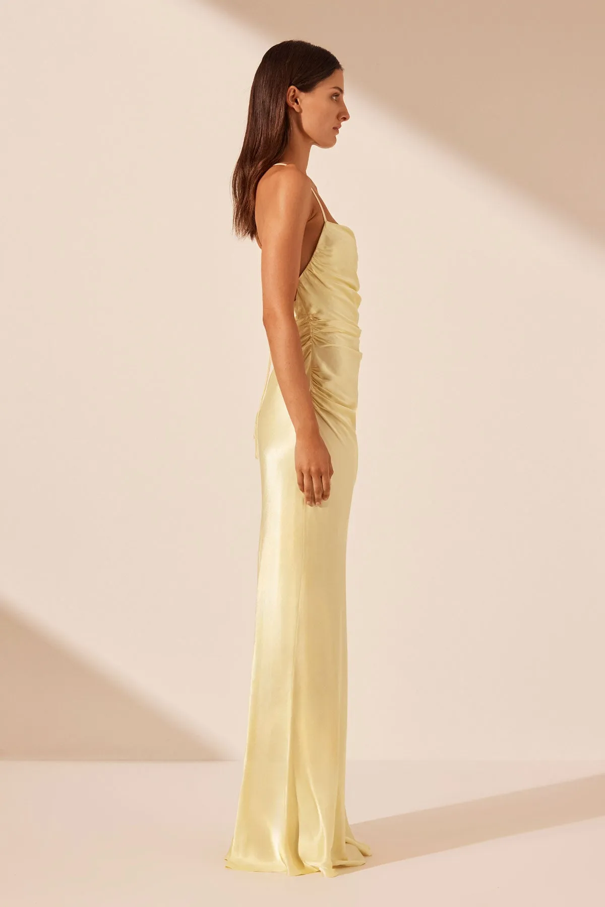 LA LUNE LACE BACK MAXI DRESS - LEMON