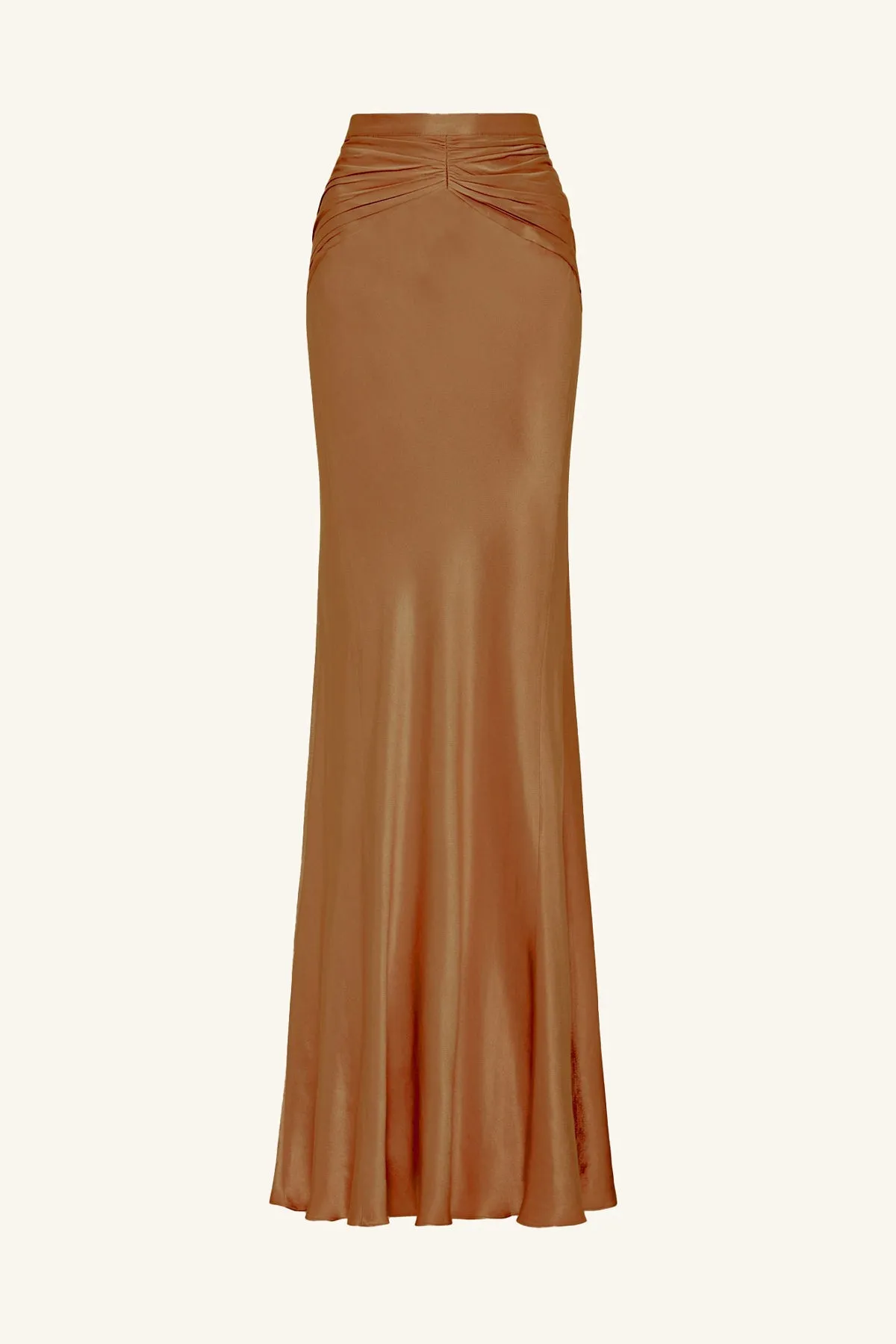 LA LUNE RUCHED MAXI SKIRT - ALMOND