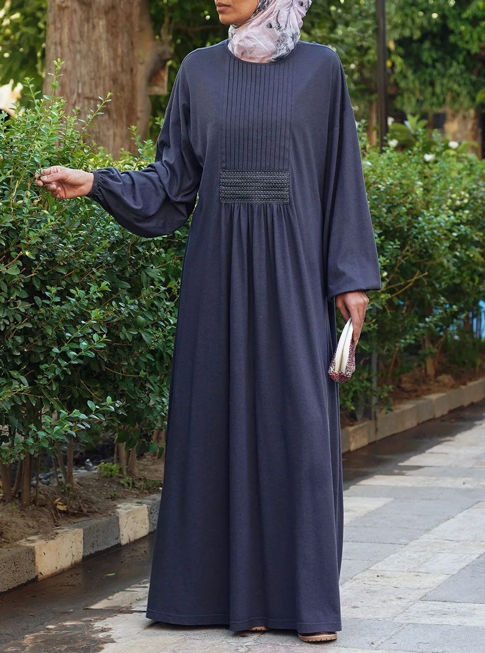 Lace Waist Gathered Abaya