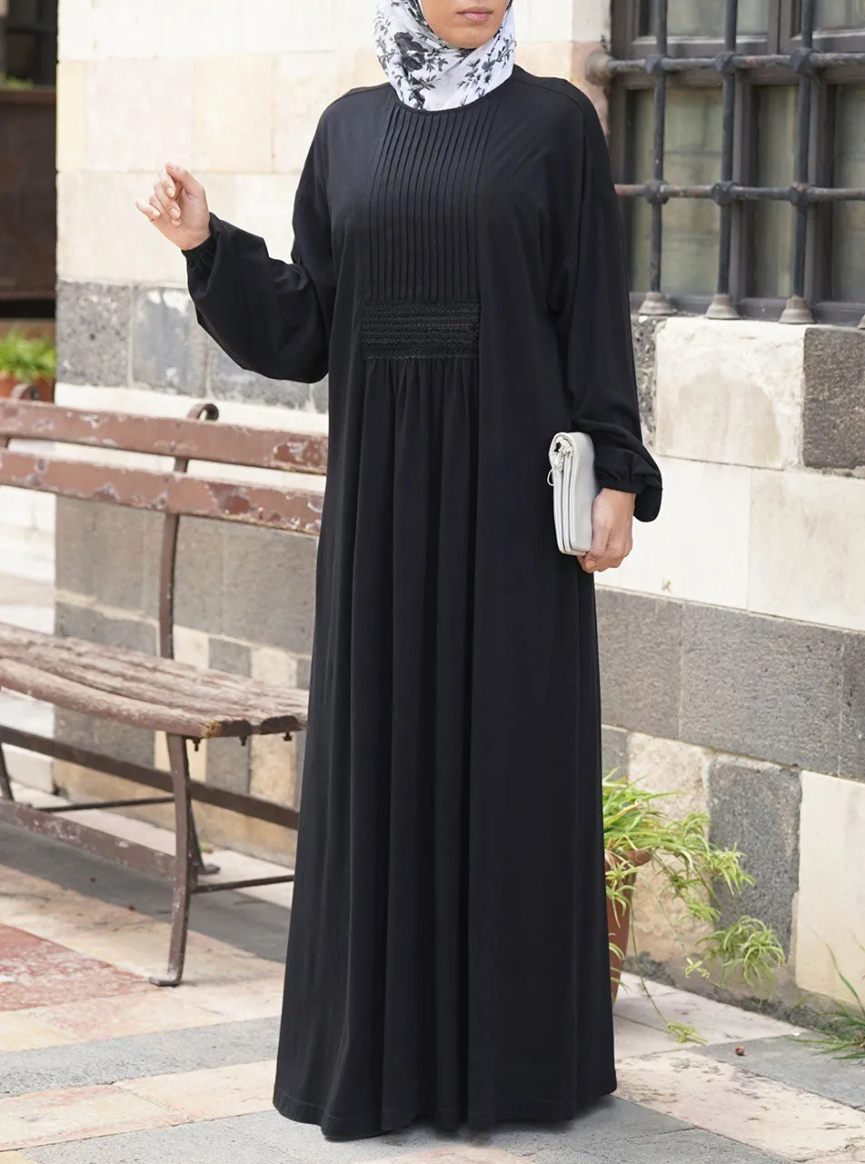 Lace Waist Gathered Abaya