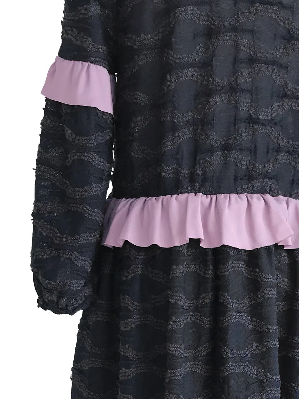 Last Chance! Textured Knit Blousy Sleeves Ruffle Dress