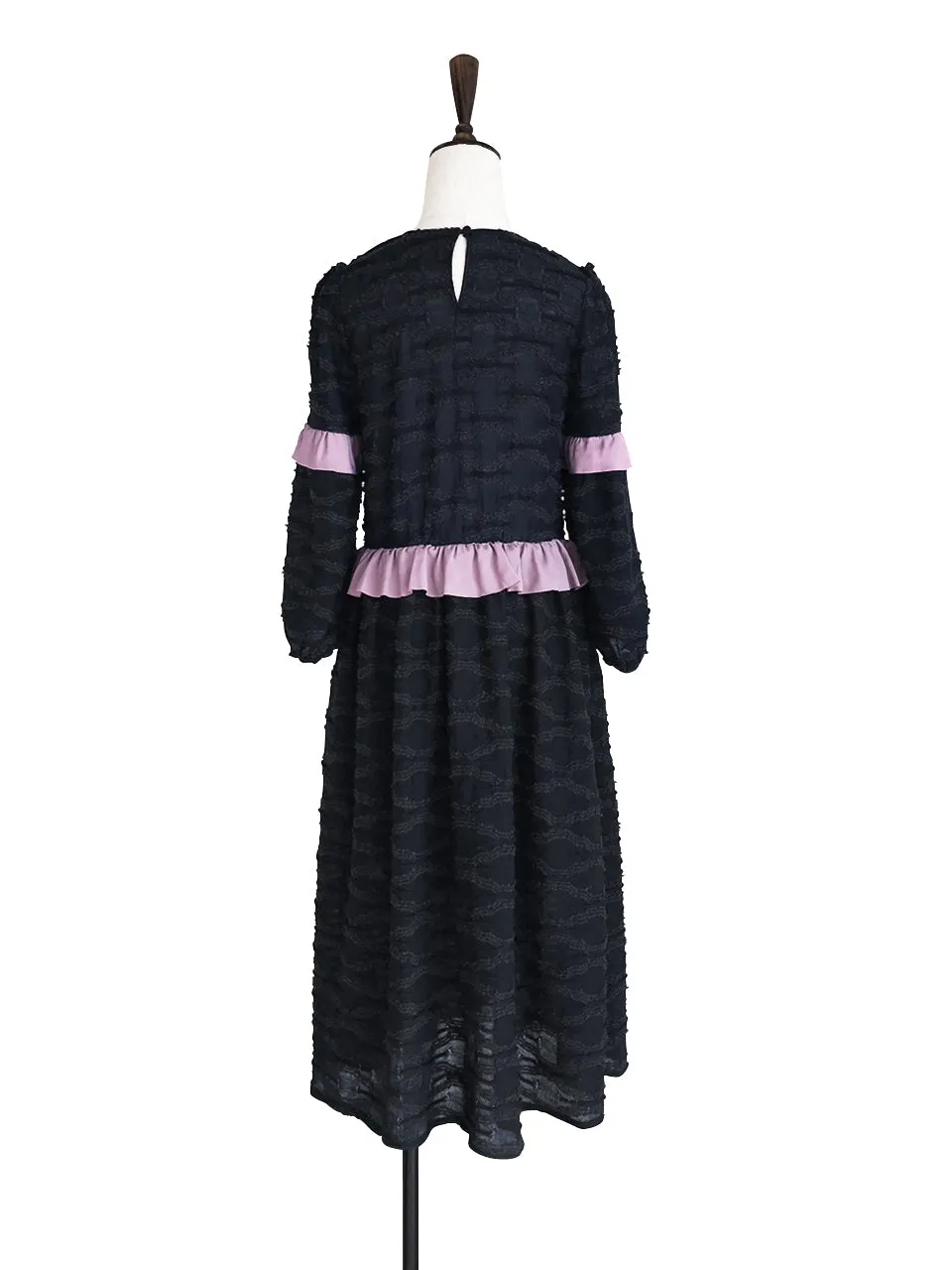 Last Chance! Textured Knit Blousy Sleeves Ruffle Dress