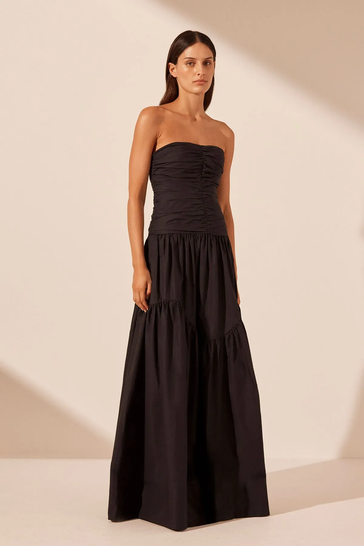 MAIORI CONTOUR RUCHED MAXI DRESS - BLACK